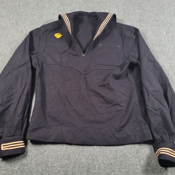 Vintage Naval Clothing Factory Sailor Shirt Mens Navy Blue Wool Jumper 40s 50s - Picture 2 of 10